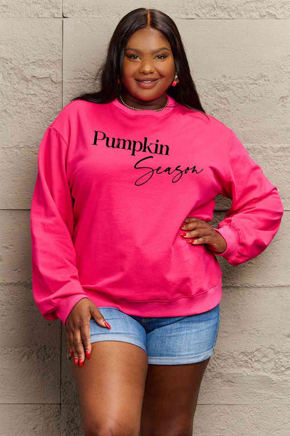 Simply Love Full Size PUMPKIN SEASON Graphic Sweatshirt Hot Pink clothes Ship From Overseas Shipping Delay 09/29/2023 - 10/04/2023 Simply Love sweater sweaters