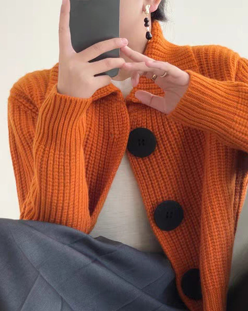 TastyHottie - Big button knitted cardigan