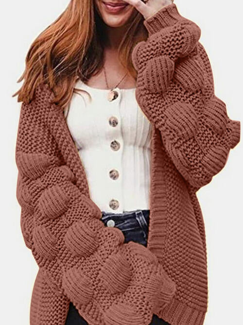 Open Front Oversized Fashion Long Sleeve Cardigan Sweater Magenta cardigan cardigans clothes S.X.H Ship From Overseas Sweater sweaters