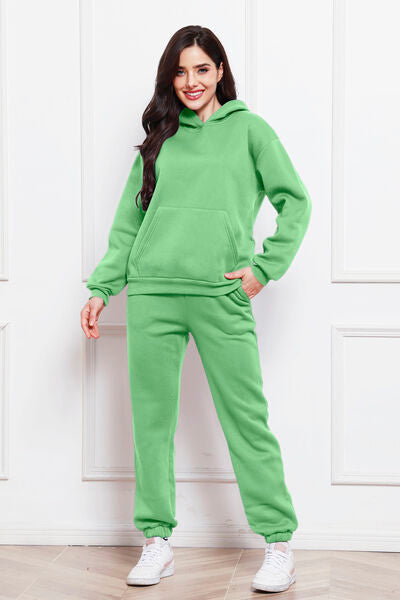 Drop Shoulder Long Sleeve Hoodie and Pants Set, 2 Piece Sweater and Pants Set Mint Green bottoms clothes lounge lounge wear lounge wear sets loungewear loungewear sets S.S.Ni sets Ship From Overseas Sweater sweaters Sweatshirt