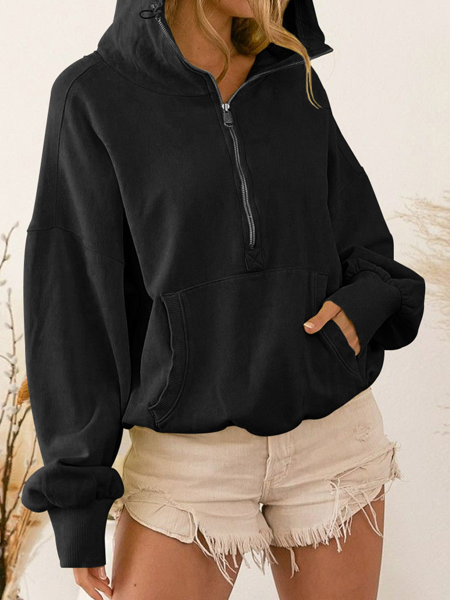 TastyHottie - Zip-Up Dropped Shoulder Hoodie