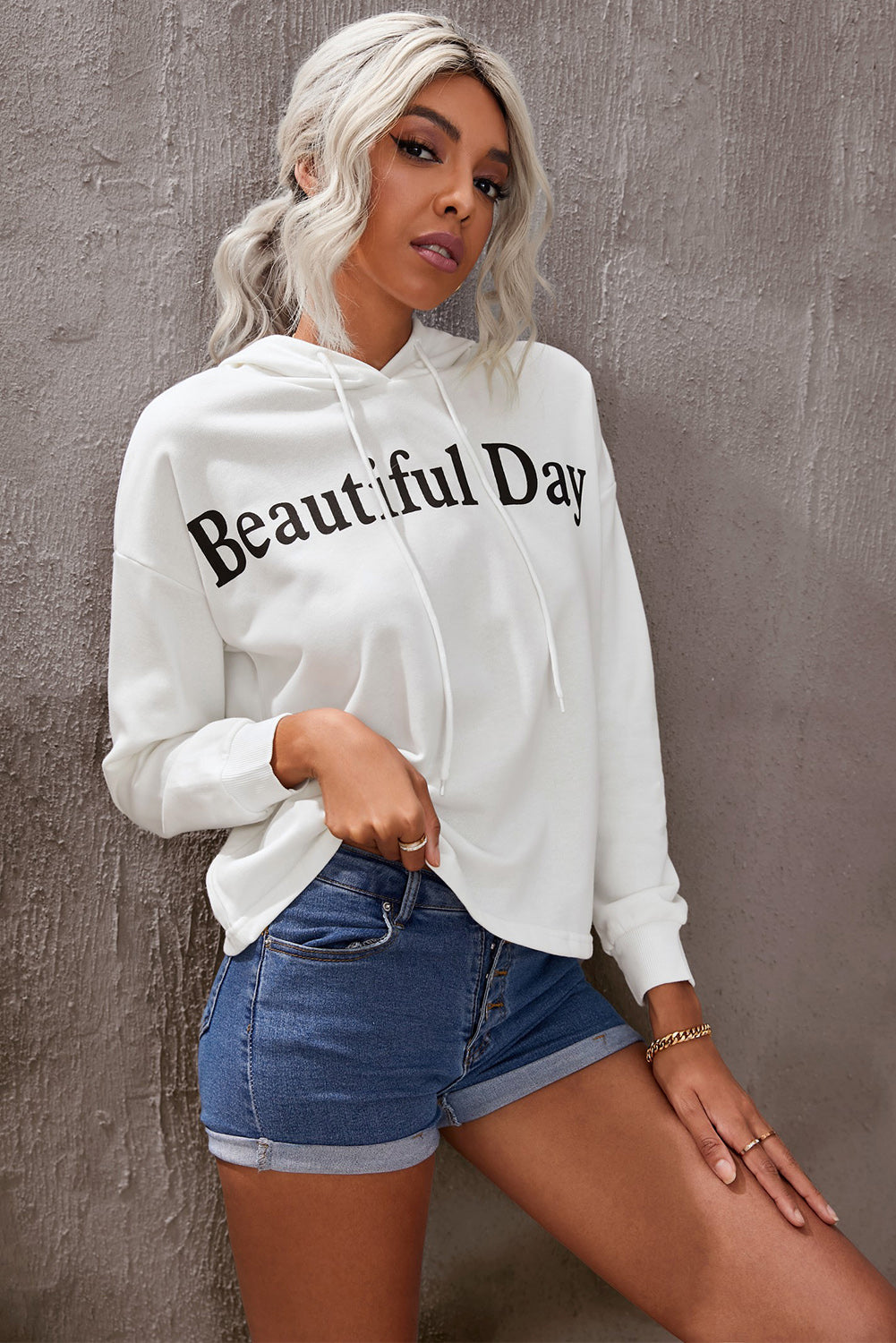 TastyHottie - BEAUTIFUL DAY Graphic Drawstring Hoodie