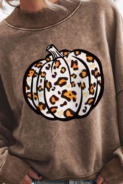 TastyHottie - Round Neck Dropped Shoulder Pumpkin Graphic Sweatshirt