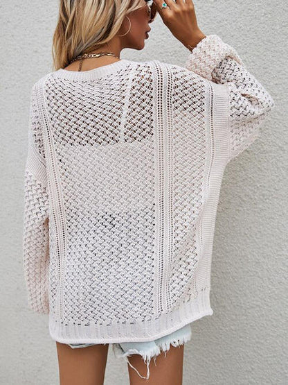 TastyHottie - Openwork Button Front Cardigan