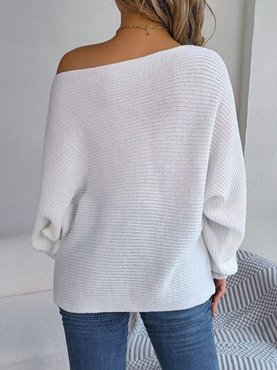 TastyHottie - One-Shoulder Lantern Sleeve Sweater