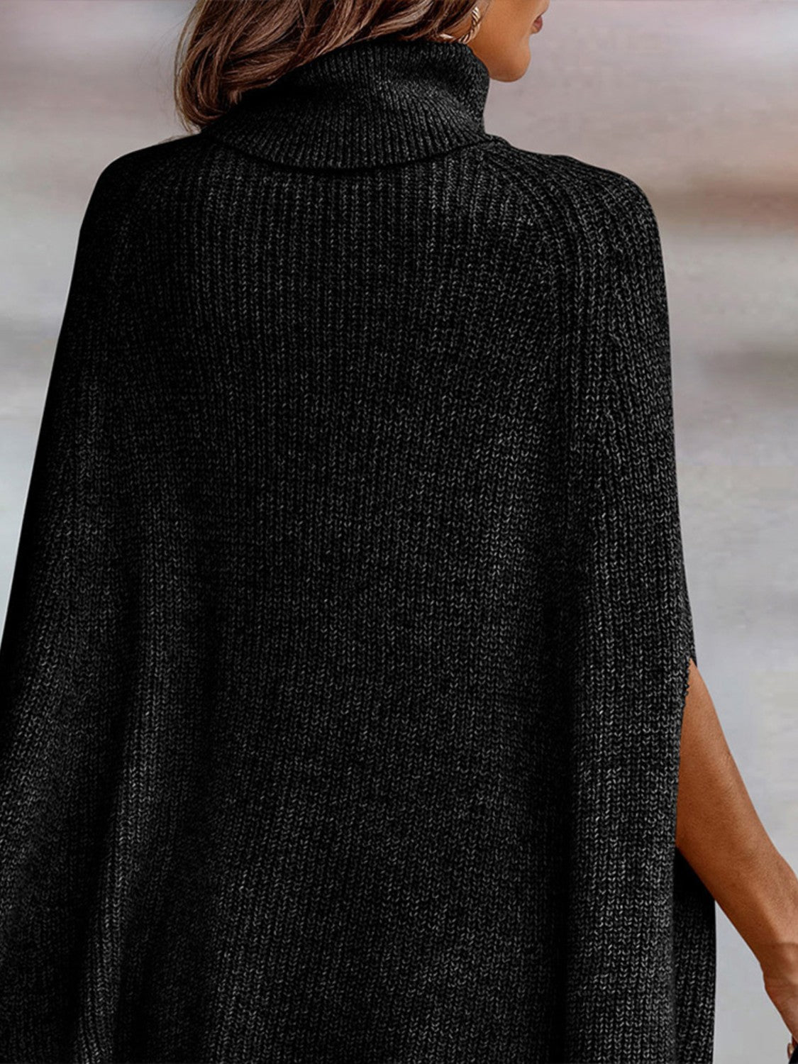 TastyHottie - Turtleneck Dolman Sleeve Poncho Fashion Sweater