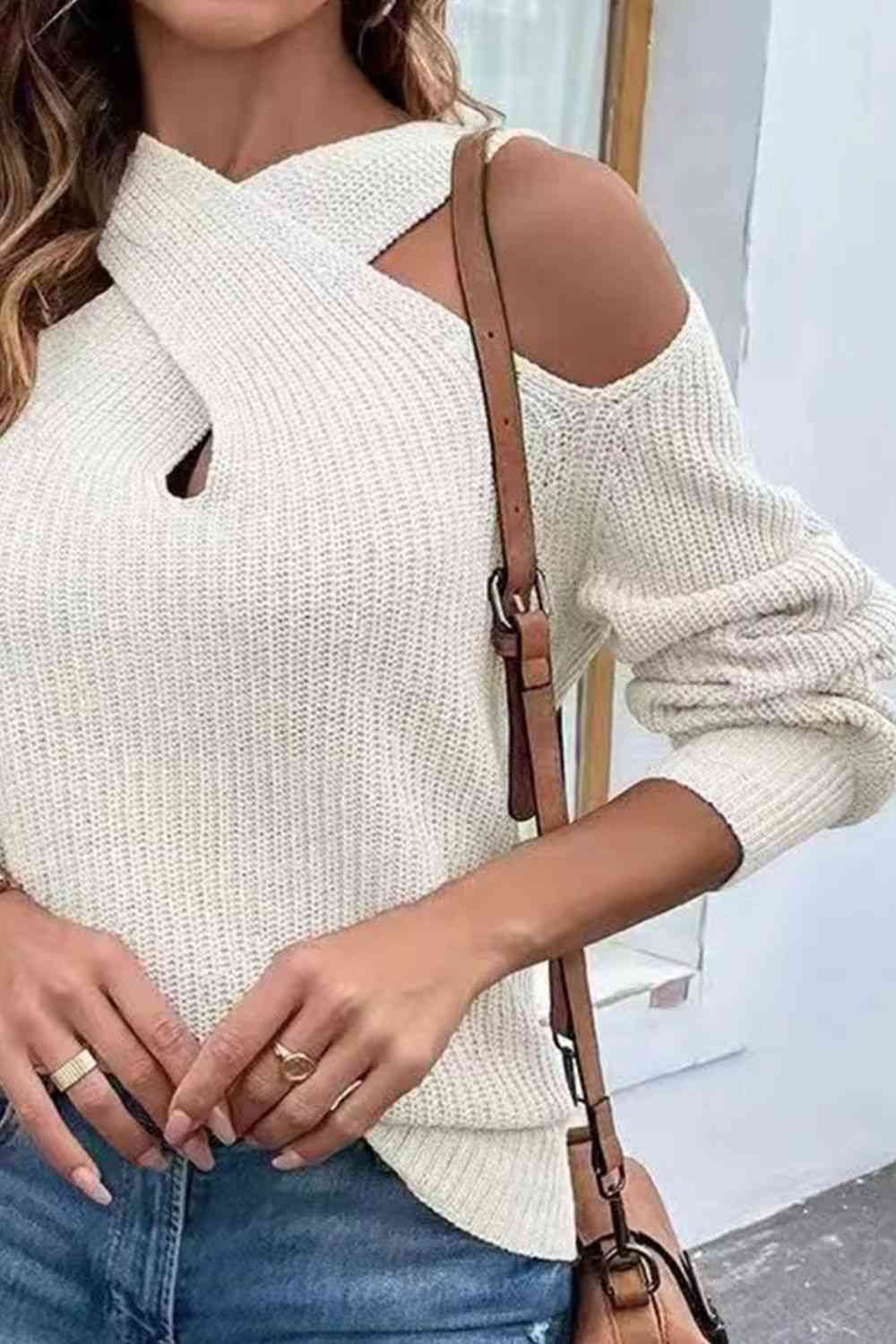 TastyHottie - Crisscross Cold-Shoulder Sexy Sweater