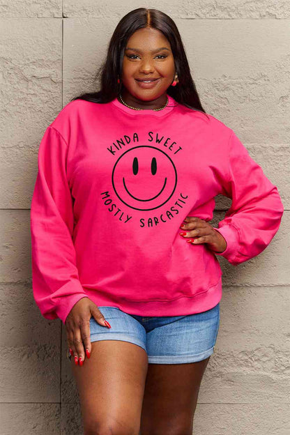 TastyHottie - Simply Love Full Size Smiling Face Graphic Sweatshirt