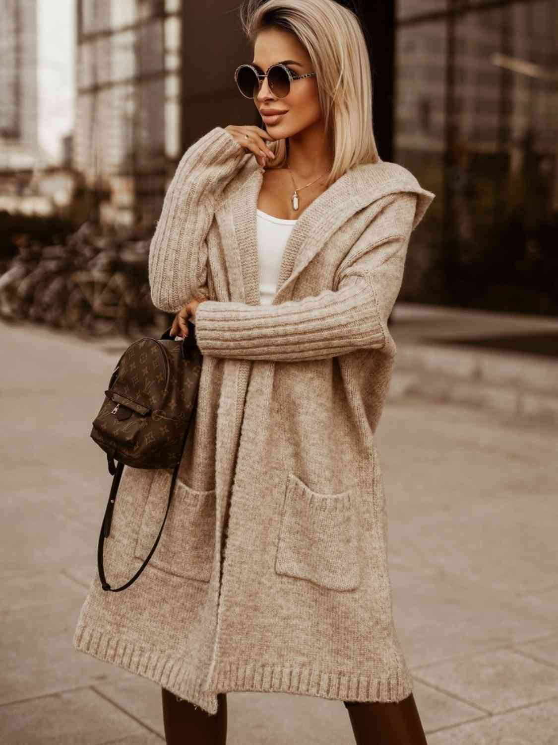 Full Size SIMPLY LIVE Hooded Cardigan Sand cardigans clothes long sweaters Ship From Overseas sweaters Z@N