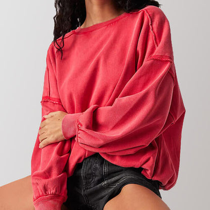 TastyHottie - Exposed Seam Dropped Shoulder Oversized Fashion  Sweatshirt