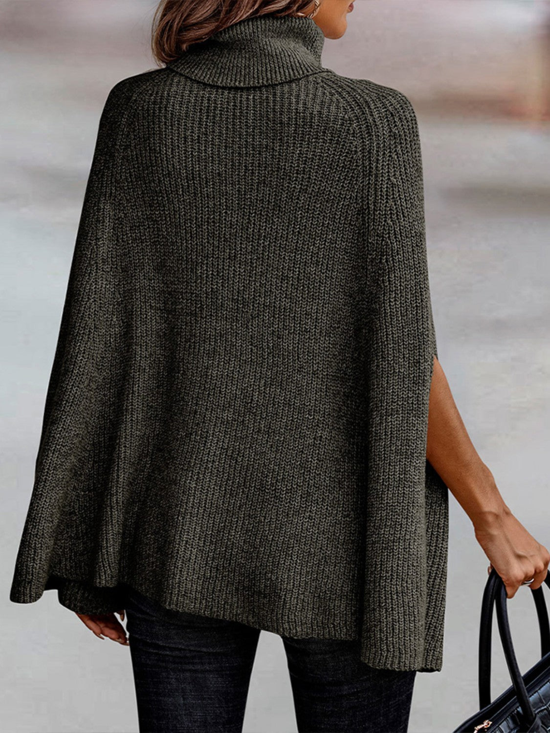 TastyHottie - Turtleneck Dolman Sleeve Poncho Fashion Sweater