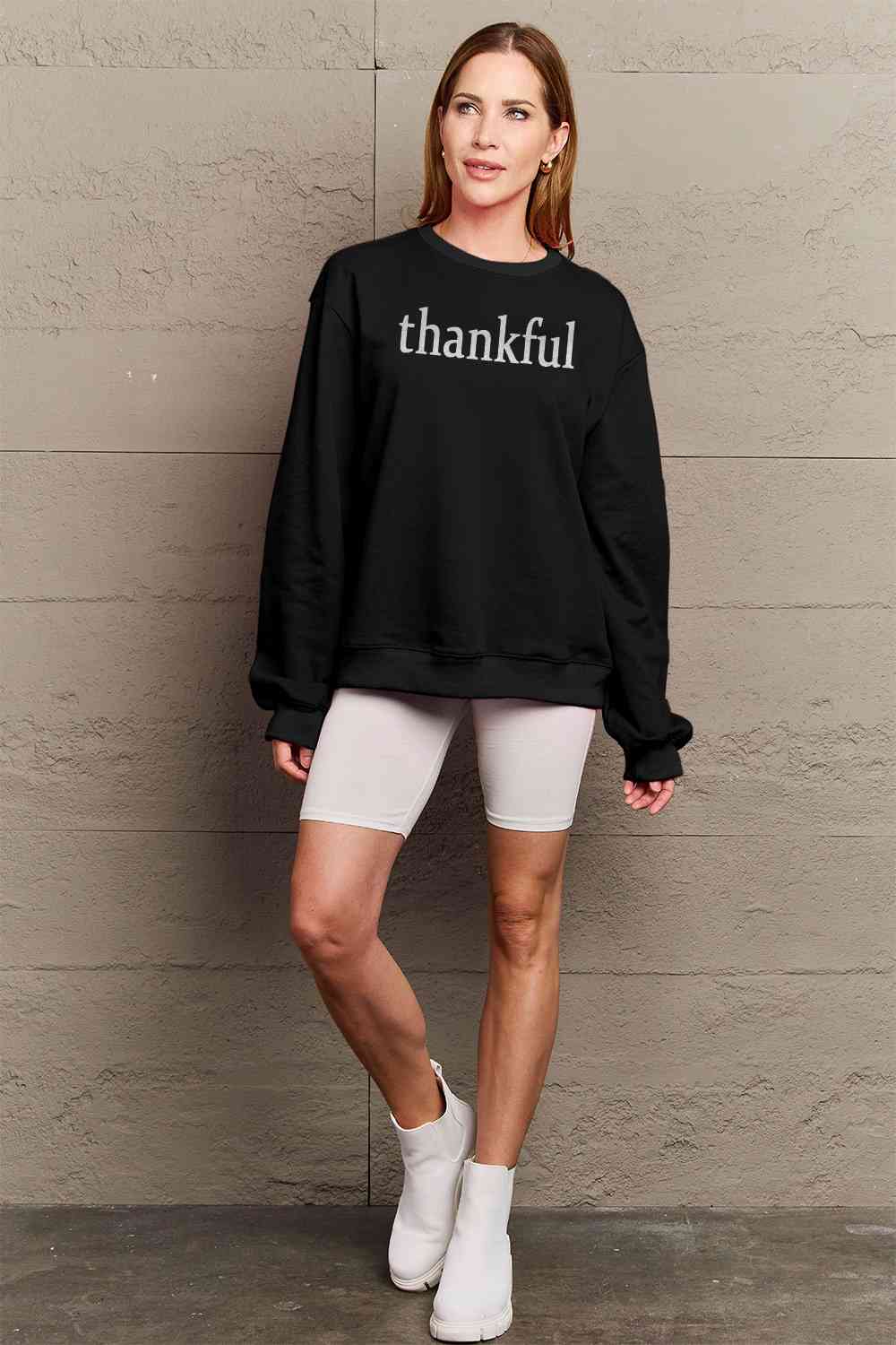 TastyHottie - Simply Love Full Size THANKFUL Graphic Sweatshirt