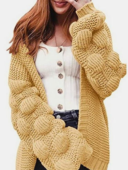 Open Front Oversized Fashion Long Sleeve Cardigan Sweater Chartreuse cardigan cardigans clothes S.X.H Ship From Overseas Sweater sweaters