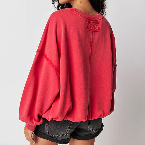 TastyHottie - Exposed Seam Dropped Shoulder Oversized Fashion  Sweatshirt