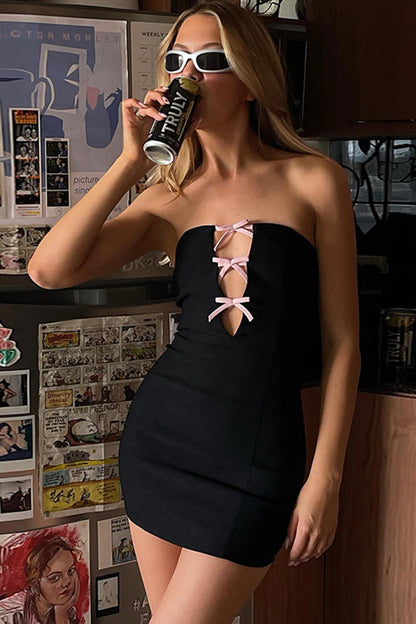 TastyHottie - Bow-Tie Cut-Out Strapless Dress