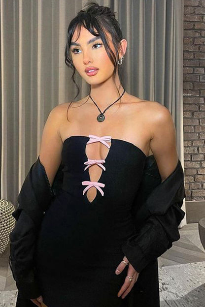 TastyHottie - Bow-Tie Cut-Out Strapless Dress