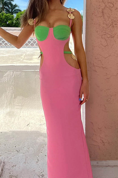 TastyHottie - Contrast Cutout Slit Back Cami Dress