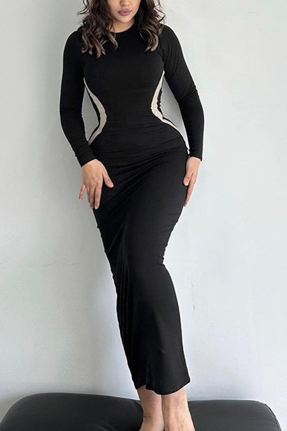 TastyHottie - Contrast Wavy Slim Fit Midi Dress