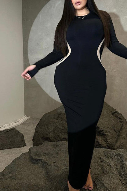 TastyHottie - Contrast Wavy Slim Fit Midi Dress