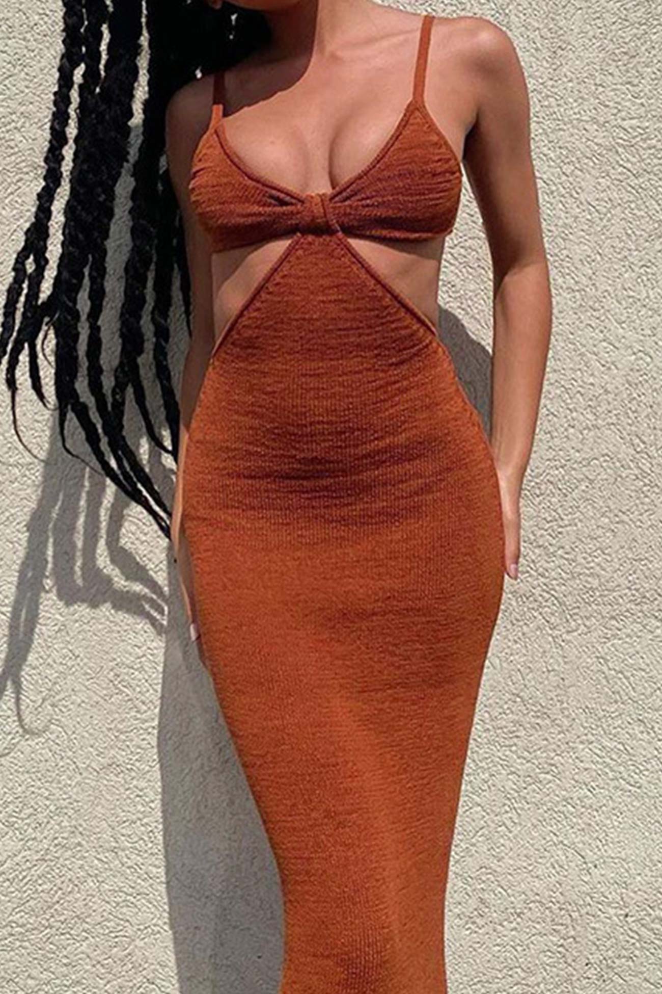 TastyHottie - Cutout Twisted-front Backless Knit Cami Dress