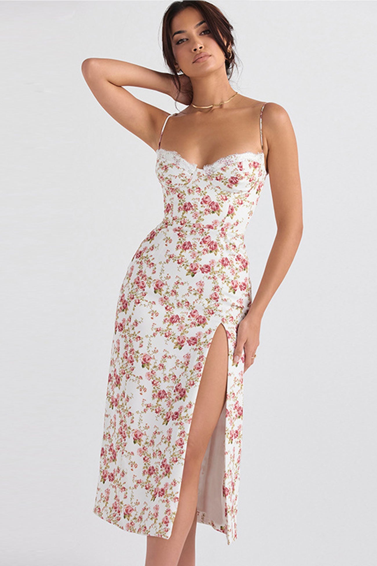 TastyHottie - Floral Print Lace Split Cami Dress