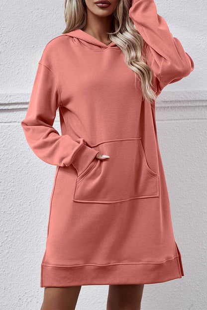 TastyHottie - Pocket Slit Midi Hoodie Dress