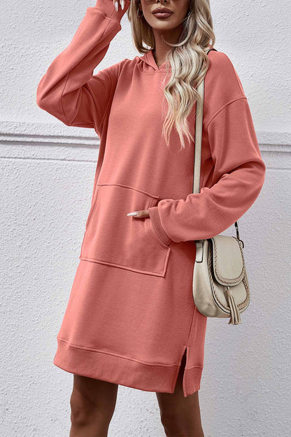 TastyHottie - Pocket Slit Midi Hoodie Dress