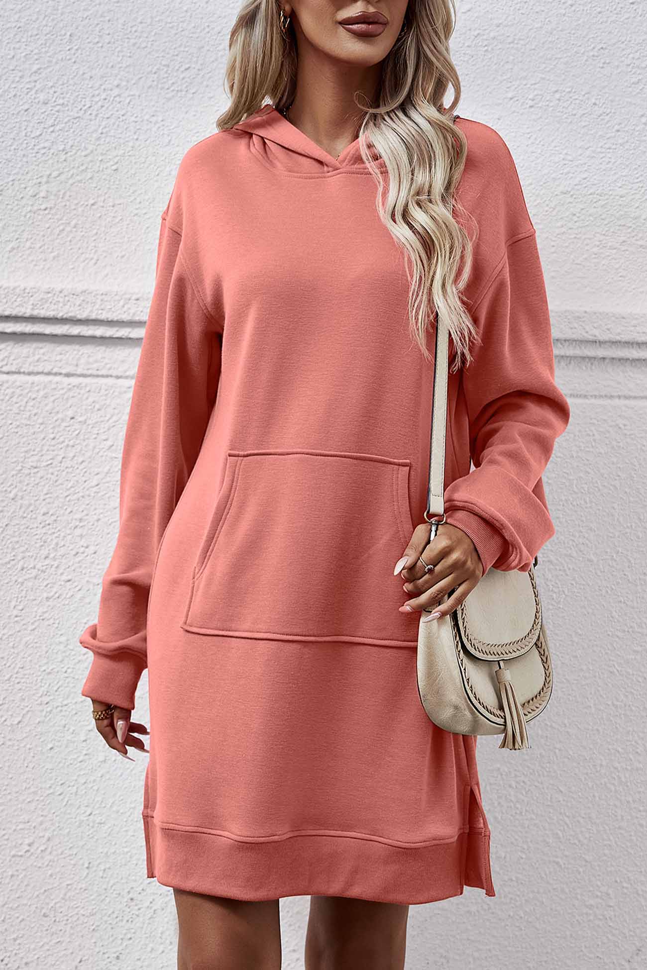 TastyHottie - Pocket Slit Midi Hoodie Dress