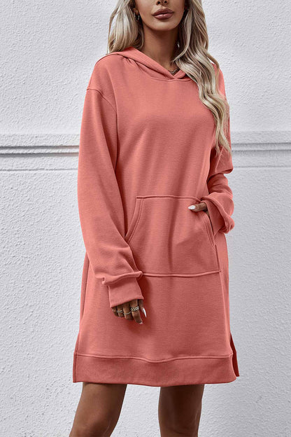 TastyHottie - Pocket Slit Midi Hoodie Dress