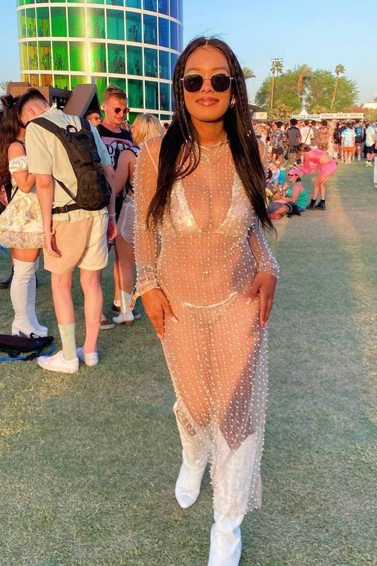 TastyHottie - Mesh Full Pearl Cover-up Dress