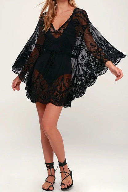 TastyHottie - Mesh Lace Crochet Cover-up Dress