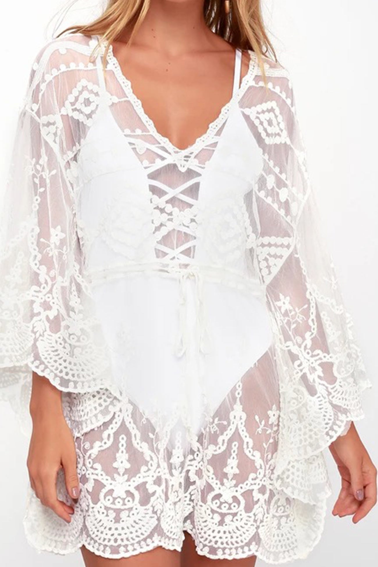 TastyHottie - Mesh Lace Crochet Cover-up Dress