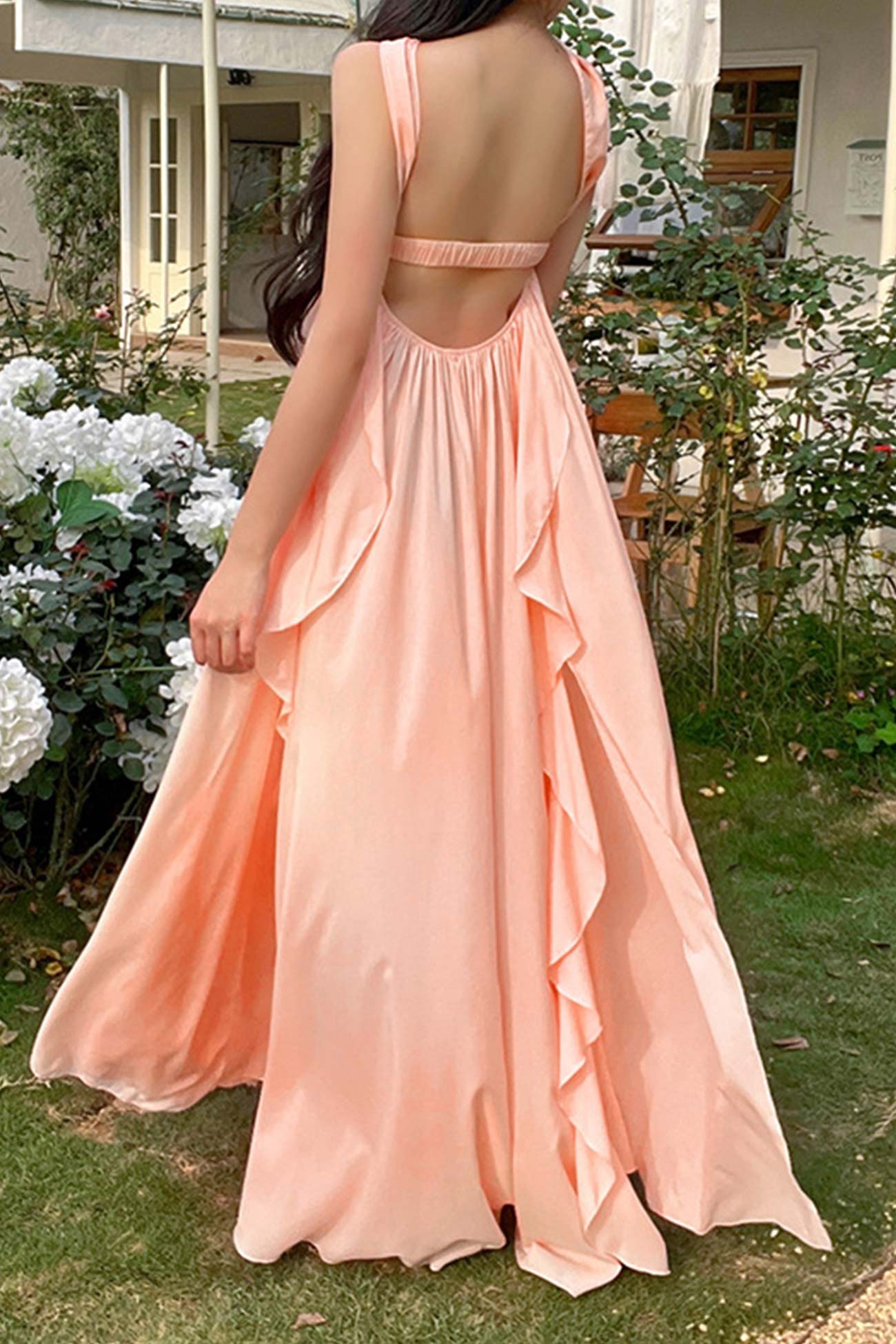 TastyHottie - Pink Halter Ruffle Irregular Strapless Dress