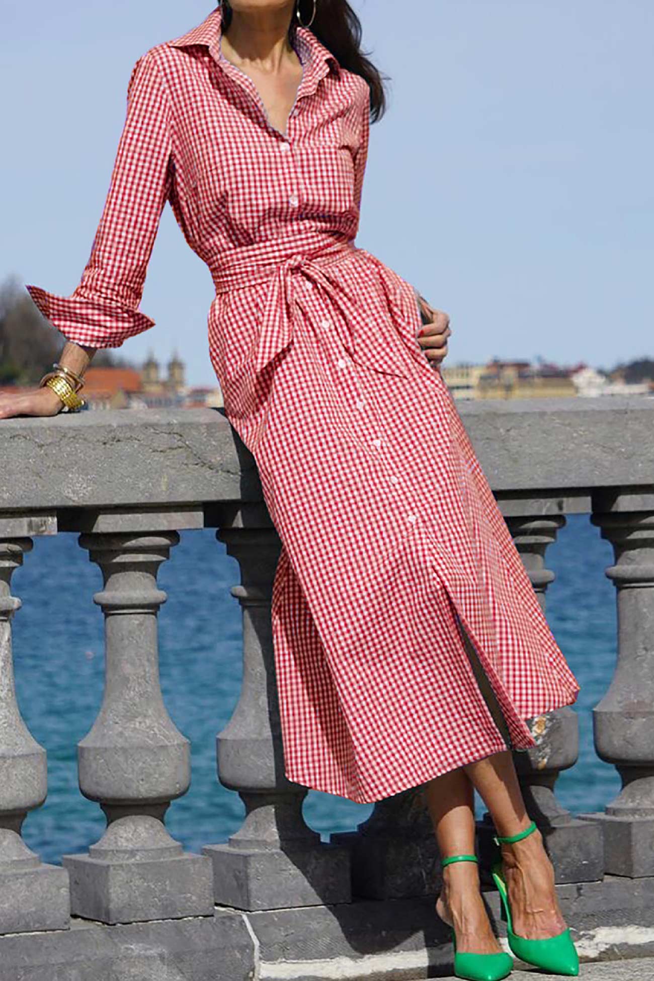 TastyHottie - Plaid Tie-waist Shirt Dress