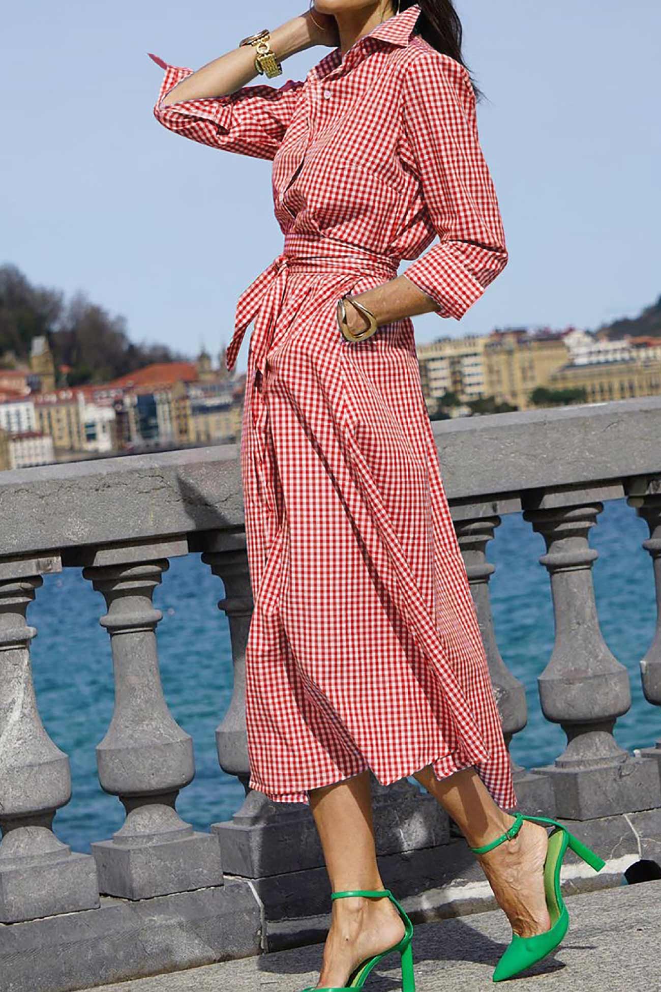 TastyHottie - Plaid Tie-waist Shirt Dress