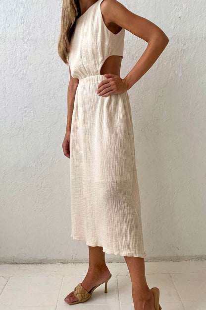 TastyHottie - Pleated Single-breasted Bare Waist Tank Dress