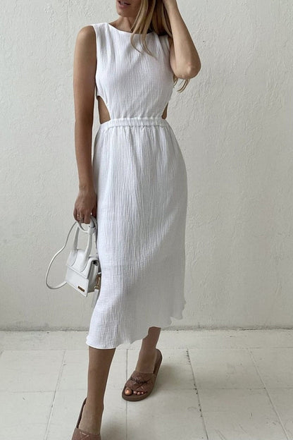 TastyHottie - Pleated Single-breasted Bare Waist Tank Dress