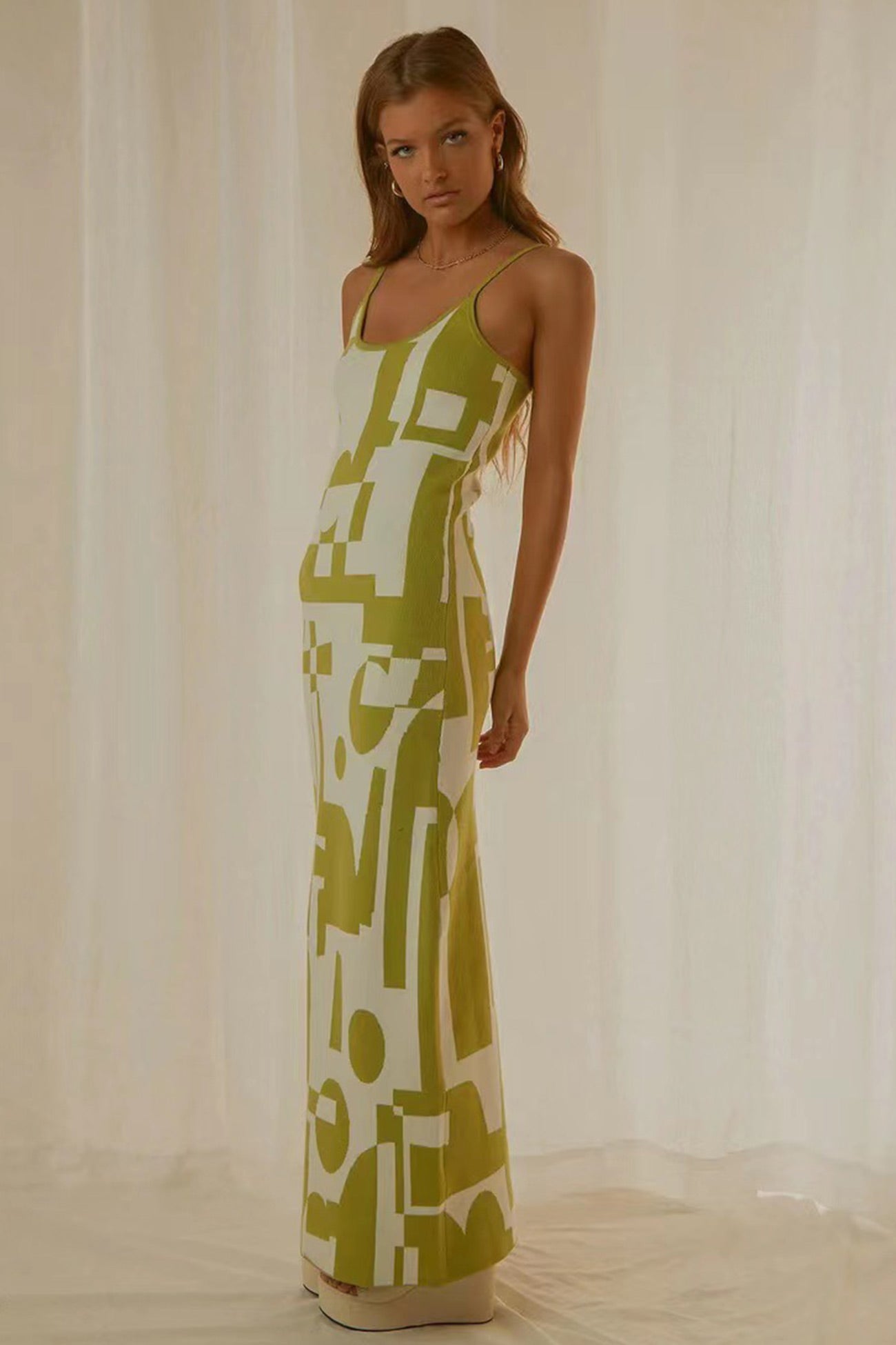 TastyHottie - Printed Spaghetti Straps Midi Dress