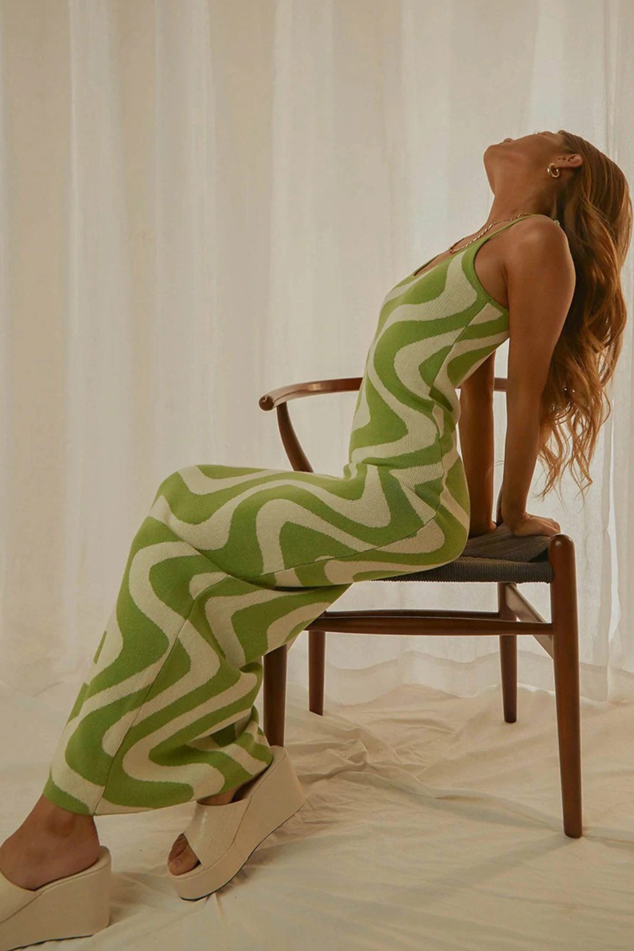 TastyHottie - Printed Spaghetti Straps Midi Dress