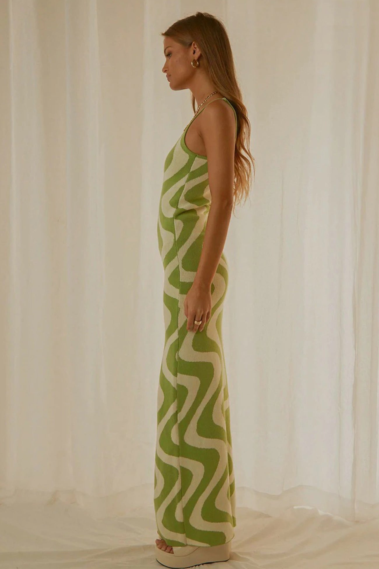 TastyHottie - Printed Spaghetti Straps Midi Dress