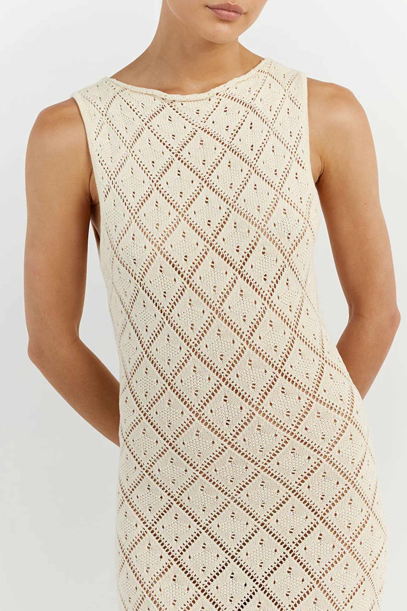 TastyHottie - Rhombus Crochet Hollow Out Knit Tank Dress