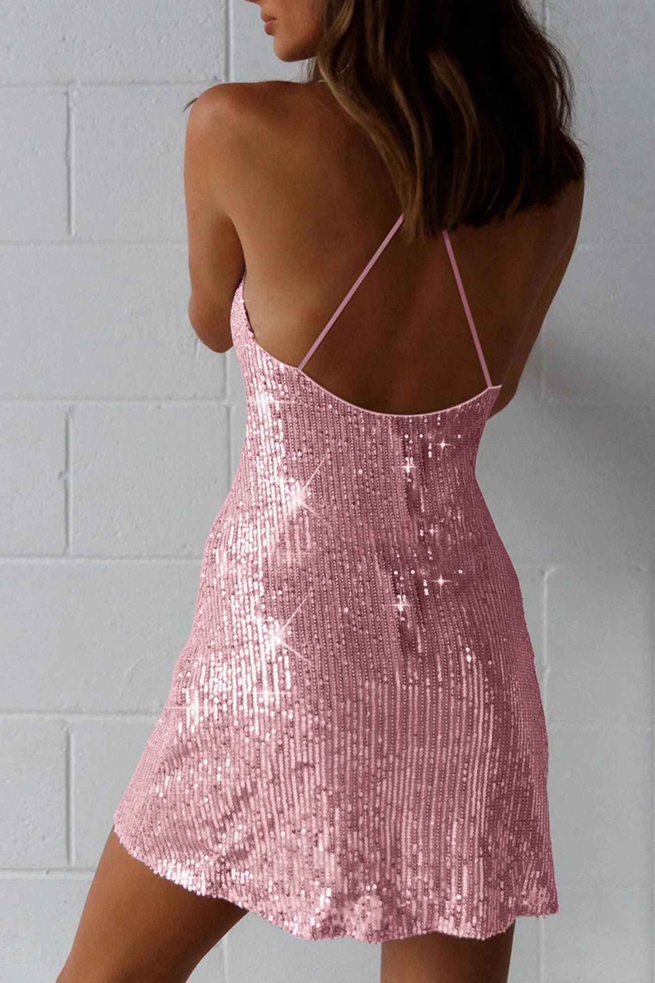 TastyHottie - Sequin Crisscross Back Cami Dress