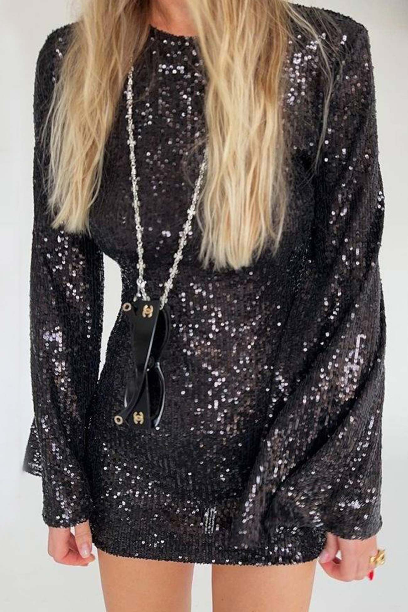 TastyHottie - Sequins Flares Sleeve Dress