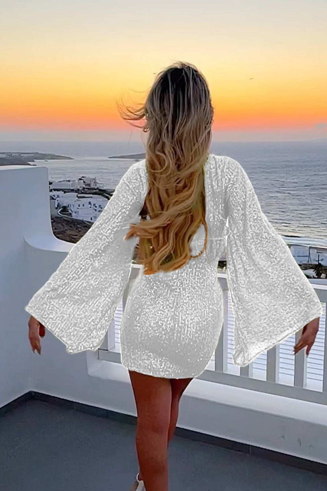 TastyHottie - Sequins Flares Sleeve Dress