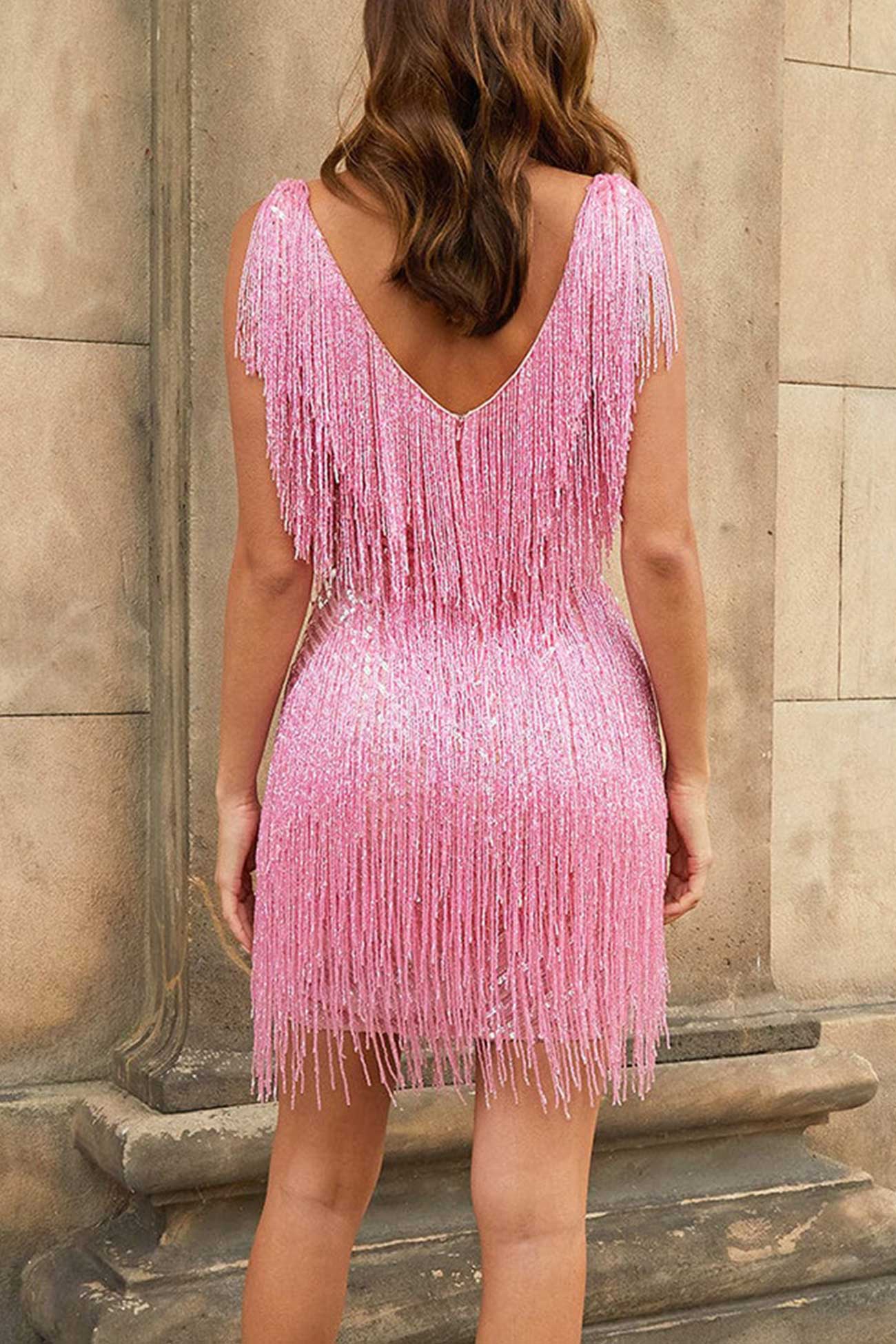 TastyHottie - Sequins Tassel Tank Mini Dress