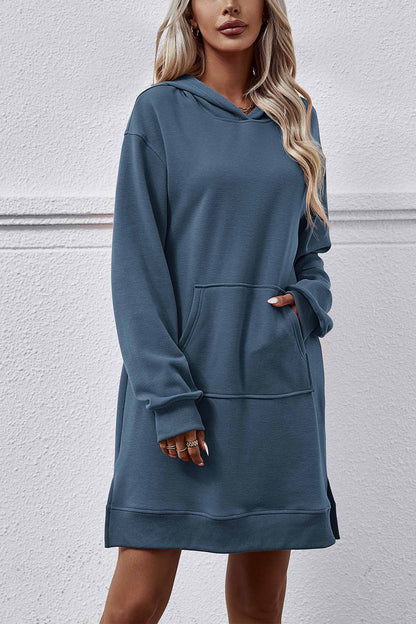 TastyHottie - Pocket Slit Midi Hoodie Dress