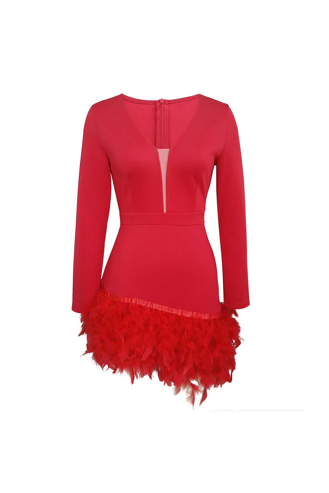 TastyHottie - V Neck Feather Pack Hip Mini Dress