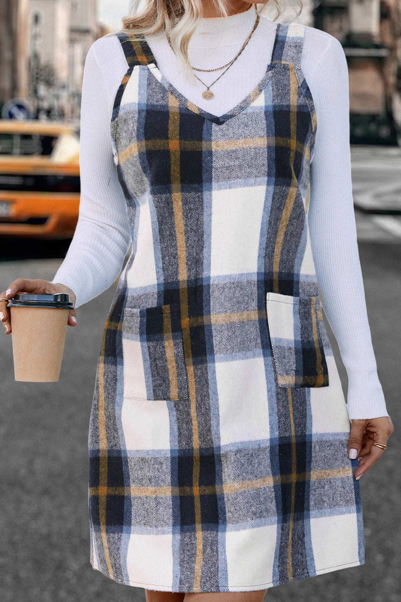 TastyHottie - V Neck Plaid Tank Dress