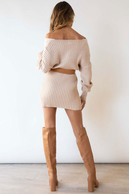 TastyHottie - V Neck Twist Knitted Mini Dress