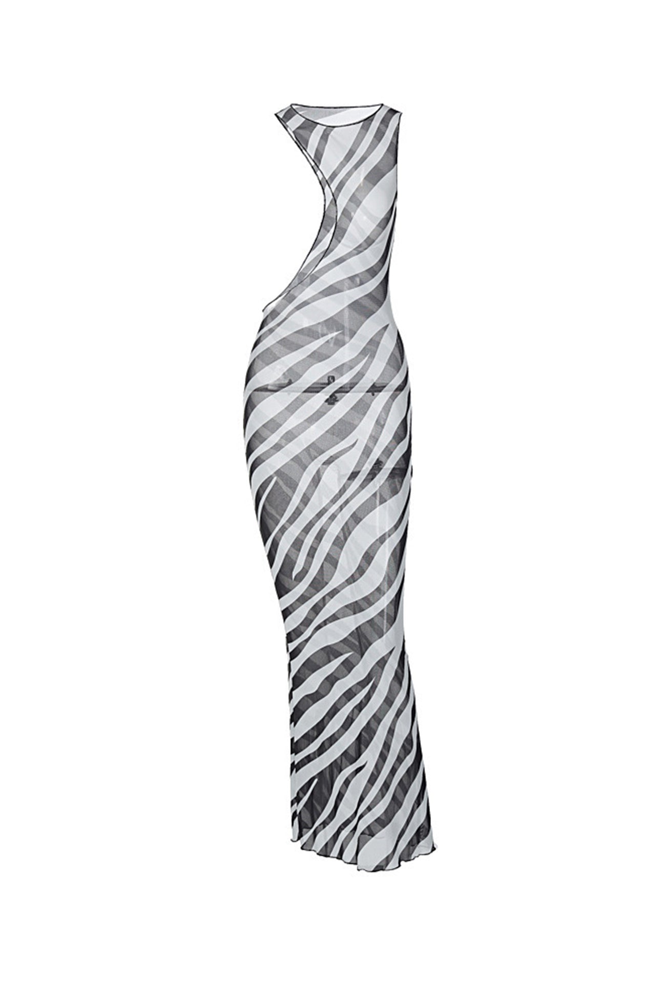 TastyHottie - Zebra Print Irregular Cutout Cover-up Dress